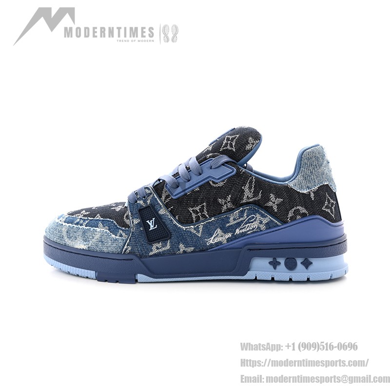 Louis Vuitton Trainer 1AC4YT - ブルーデニム モノグラム ラグジュアリースニーカー ルイ・ヴィトン トレーナー ブルーデニム モノグラム 限定版スニーカー