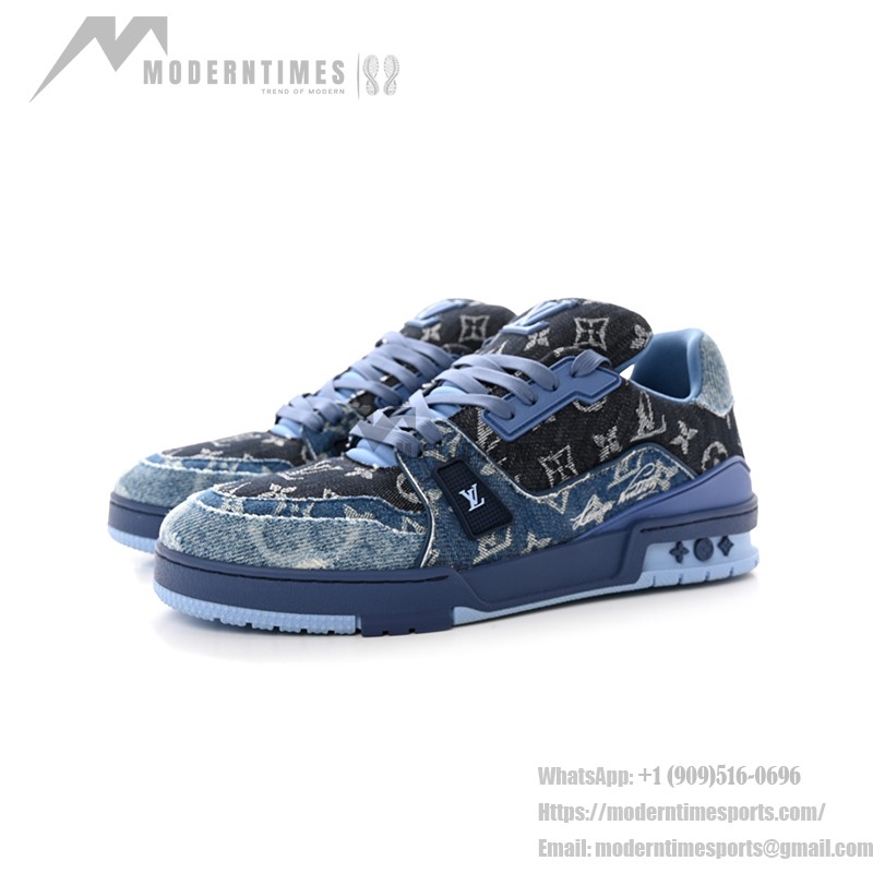 Louis Vuitton Trainer 1AC4YT - ブルーデニム モノグラム ラグジュアリースニーカー ルイ・ヴィトン トレーナー ブルーデニム モノグラム 限定版スニーカー