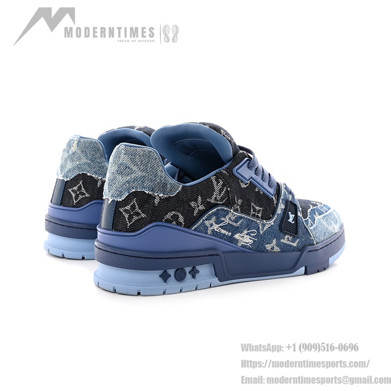 Louis Vuitton Trainer 1AC4YT - ブルーデニム モノグラム ラグジュアリースニーカー ルイ・ヴィトン トレーナー ブルーデニム モノグラム 限定版スニーカー