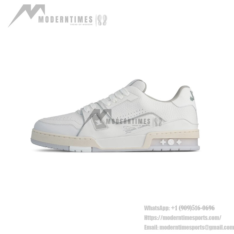 Luxury Louis Vuitton LV Trainer 1A8WAX Sneakers – Premium Leather & Vintage Design Louis Vuitton LV Trainer 1A8WAX – White Calfskin Sneakers with Monogram Accents