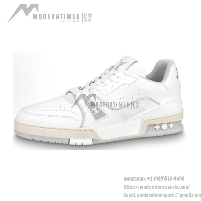 Luxury Louis Vuitton LV Trainer 1A8WAX Sneakers – Premium Leather & Vintage Design Louis Vuitton LV Trainer 1A8WAX – White Calfskin Sneakers with Monogram Accents