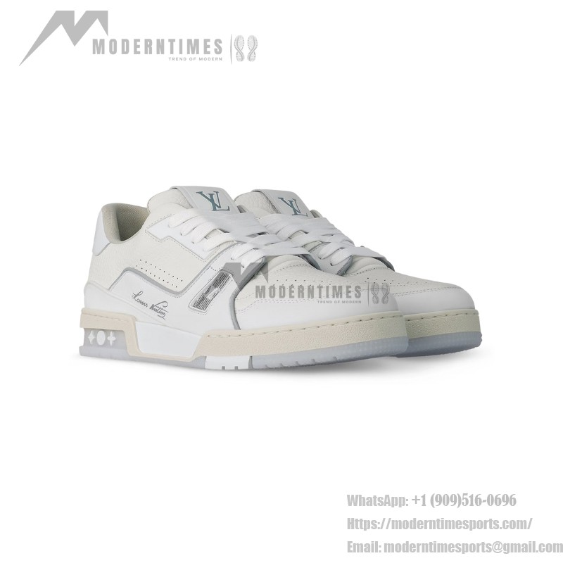 Luxury Louis Vuitton LV Trainer 1A8WAX Sneakers – Premium Leather & Vintage Design Louis Vuitton LV Trainer 1A8WAX – White Calfskin Sneakers with Monogram Accents
