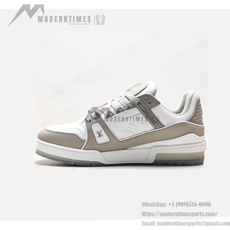 Louis Vuitton LV Trainer Low 1A8KBA – Elegant Premium Leather Sneakers Louis Vuitton LV Trainer Low 1A8KBA – Grey and White Designer Sneakers