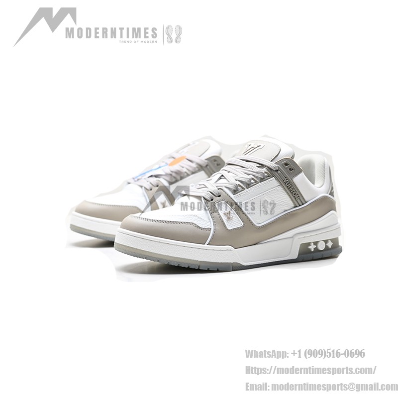 Louis Vuitton LV Trainer Low 1A8KBA – Elegant Premium Leather Sneakers Louis Vuitton LV Trainer Low 1A8KBA – Grey and White Designer Sneakers