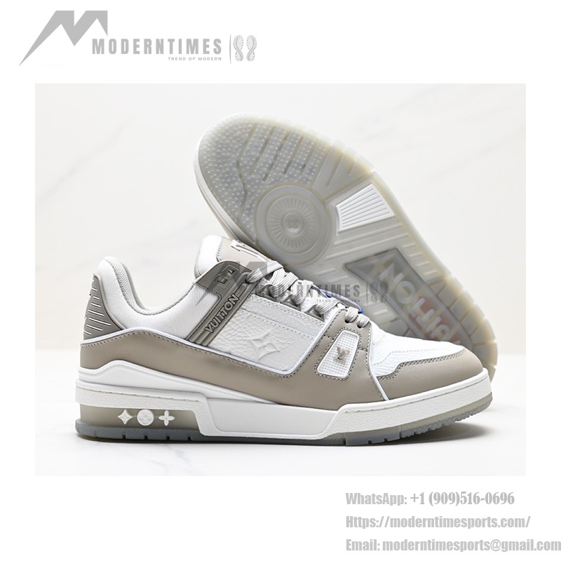 Louis Vuitton LV Trainer Low 1A8KBA – Elegant Premium Leather Sneakers Louis Vuitton LV Trainer Low 1A8KBA – Grey and White Designer Sneakers