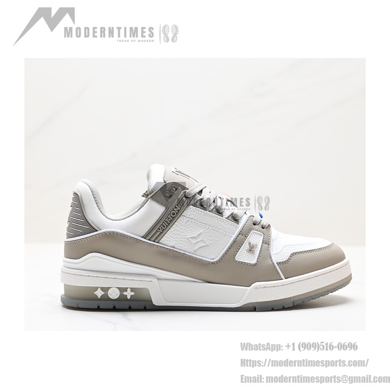 Louis Vuitton LV Trainer Low 1A8KBA – Elegant Premium Leather Sneakers Louis Vuitton LV Trainer Low 1A8KBA – Grey and White Designer Sneakers