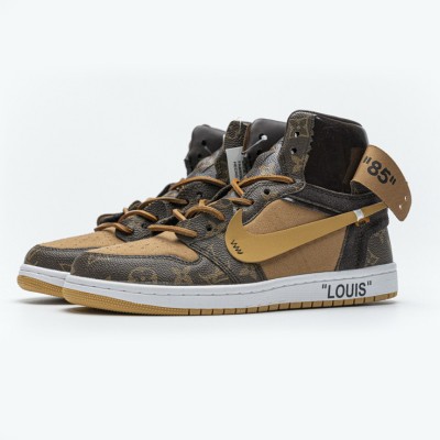 LV x Off-White x Air Jordan 1 コラボカスタム MENS AQ0818-158 プレミアム限定版