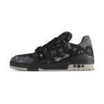 Louis Vuitton LV Trainer Patchwork LSVT407 スニーカー - ラグジュアリー ブラック デニム Louis Vuitton LV Trainer Patchwork LSVT407 ブラック ヴィンテージ デニム スニーカー