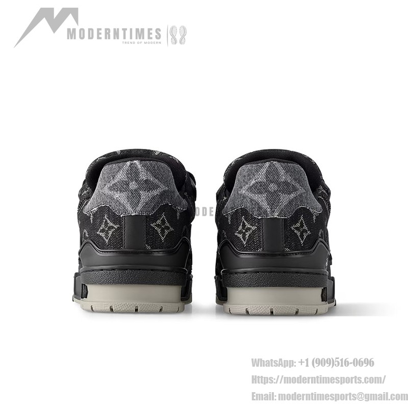 Louis Vuitton LV Trainer Patchwork LSVT407 スニーカー - ラグジュアリー ブラック デニム Louis Vuitton LV Trainer Patchwork LSVT407 ブラック ヴィンテージ デニム スニーカー