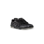 Louis Vuitton LV Trainer Patchwork LSVT407 スニーカー - ラグジュアリー ブラック デニム Louis Vuitton LV Trainer Patchwork LSVT407 ブラック ヴィンテージ デニム スニーカー