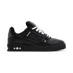 Louis Vuitton LV Trainer Embossed 1AARF6 - 高級 ブラック モノグラム スニーカー Louis Vuitton LV Trainer Embossed 1AARF6 ブラック モノグラム レザー スニーカー