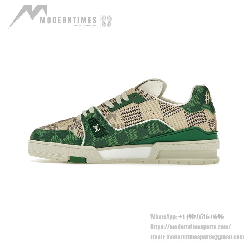 Louis Vuitton LV Trainer Damier 1AC58D - 高級 グリーン ホワイト スニーカー Louis Vuitton LV Trainer Damier 1AC58D グリーン ホワイト チェック柄 スニーカー