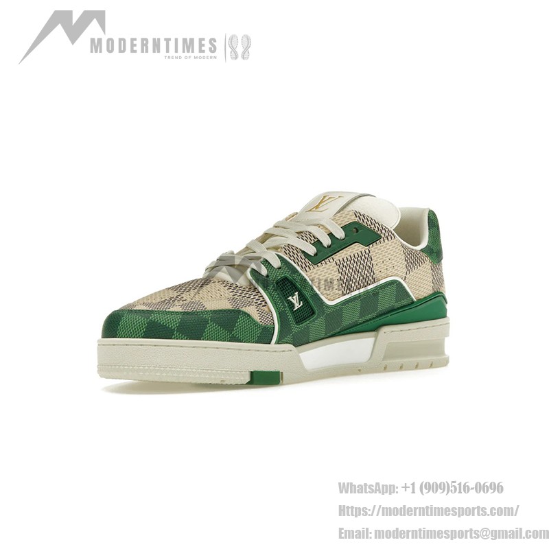 Louis Vuitton LV Trainer Damier 1AC58D - 高級 グリーン ホワイト スニーカー Louis Vuitton LV Trainer Damier 1AC58D グリーン ホワイト チェック柄 スニーカー