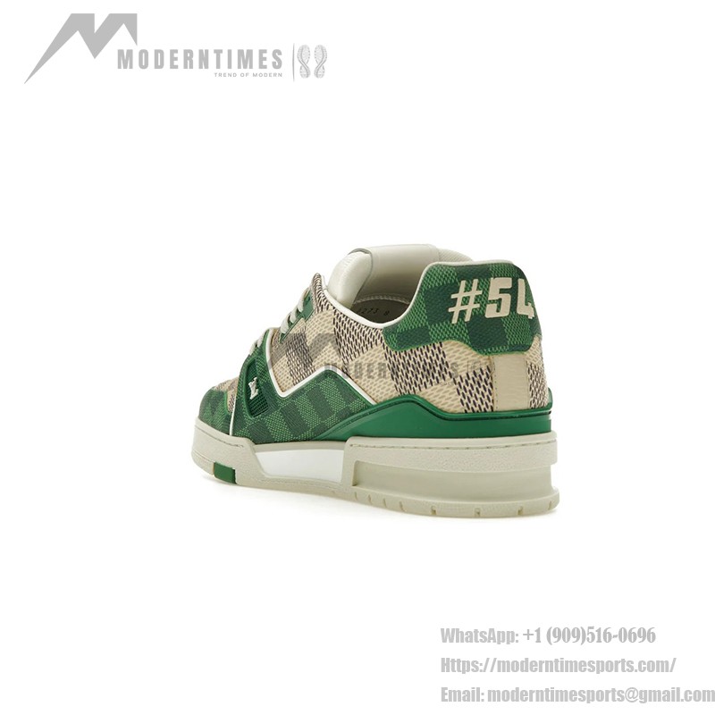 Louis Vuitton LV Trainer Damier 1AC58D - 高級 グリーン ホワイト スニーカー Louis Vuitton LV Trainer Damier 1AC58D グリーン ホワイト チェック柄 スニーカー