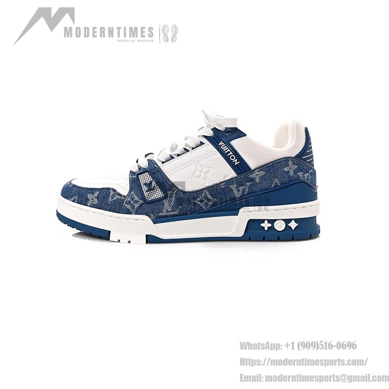 Louis Vuitton LV Trainer 1A9JGN - 高級 ブルー ホワイト デニム スニーカー Louis Vuitton LV Trainer 1A9JGN ブルー ホワイト デニム スニーカー