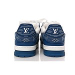 Louis Vuitton LV Trainer 1A9JGN - 高級 ブルー ホワイト デニム スニーカー Louis Vuitton LV Trainer 1A9JGN ブルー ホワイト デニム スニーカー