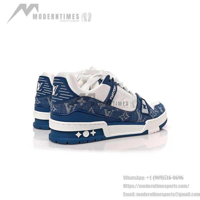 Louis Vuitton LV Trainer 1A9JGN - 高級 ブルー ホワイト デニム スニーカー Louis Vuitton LV Trainer 1A9JGN ブルー ホワイト デニム スニーカー