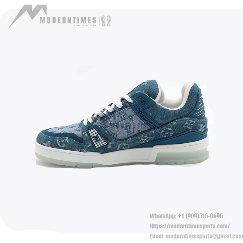 Louis Vuitton LV Trainer 1ADHI0 - 高級 ブルー デニム スニーカー Louis Vuitton LV Trainer 1ADHI0 ブルー デニム スニーカー