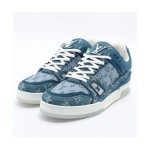 Louis Vuitton LV Trainer 1ADHI0 - 高級 ブルー デニム スニーカー Louis Vuitton LV Trainer 1ADHI0 ブルー デニム スニーカー