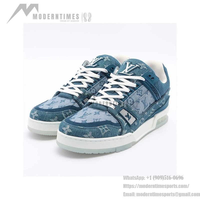 Louis Vuitton LV Trainer 1ADHI0 - 高級 ブルー デニム スニーカー Louis Vuitton LV Trainer 1ADHI0 ブルー デニム スニーカー