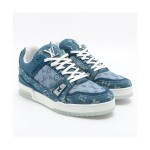 Louis Vuitton LV Trainer 1ADHI0 - 高級 ブルー デニム スニーカー Louis Vuitton LV Trainer 1ADHI0 ブルー デニム スニーカー