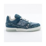Louis Vuitton LV Trainer 1ADHI0 - 高級 ブルー デニム スニーカー Louis Vuitton LV Trainer 1ADHI0 ブルー デニム スニーカー