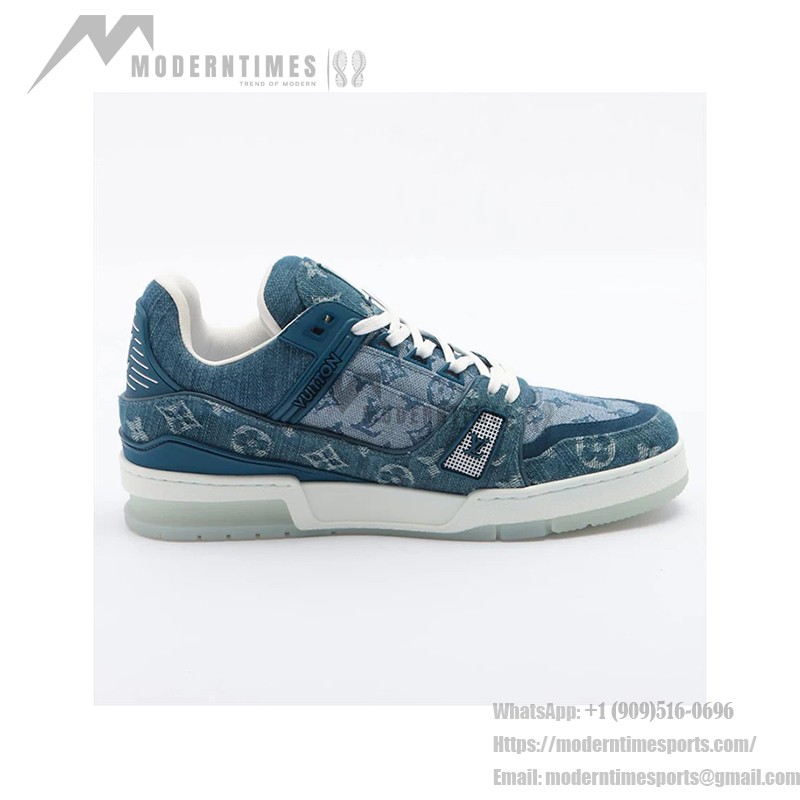 Louis Vuitton LV Trainer 1ADHI0 - 高級 ブルー デニム スニーカー Louis Vuitton LV Trainer 1ADHI0 ブルー デニム スニーカー