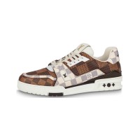 Louis Vuitton LV トレーナー ダミエ エベヌ マルチ 1AAST3 - クラシックなラグジュアリーカラーブロックスニーカー、スタイリッシュ & 快適