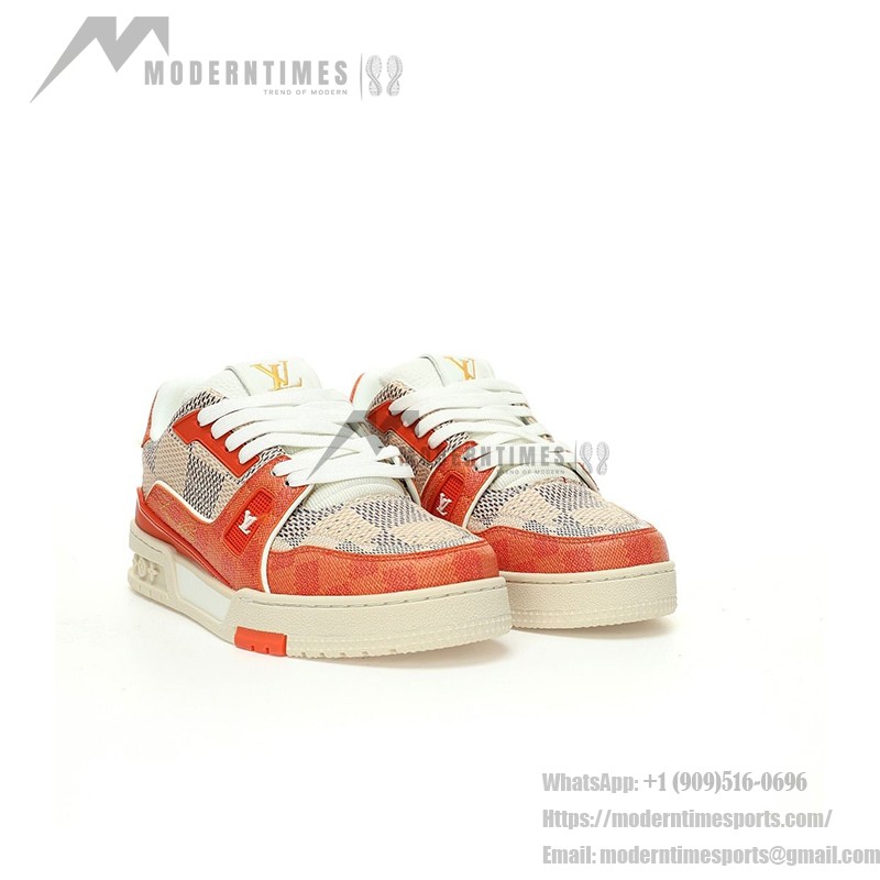 Louis Vuitton LV トレーナー ダミエ ホワイト オレンジ 1AC56P Louis Vuitton LV トレーナー ダミエ ホワイト オレンジ 1AC56P スニーカー