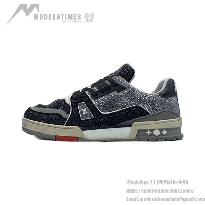 Louis Vuitton LV トレーナー レッド グレー ブラック 1AA6PQ Louis Vuitton LV トレーナー レッド グレー ブラック 1AA6PQ - 高級クリスタル装飾スニーカー