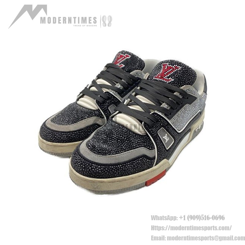 Louis Vuitton LV トレーナー レッド グレー ブラック 1AA6PQ Louis Vuitton LV トレーナー レッド グレー ブラック 1AA6PQ - 高級クリスタル装飾スニーカー