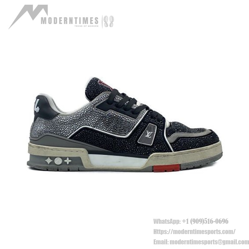 Louis Vuitton LV トレーナー レッド グレー ブラック 1AA6PQ Louis Vuitton LV トレーナー レッド グレー ブラック 1AA6PQ - 高級クリスタル装飾スニーカー