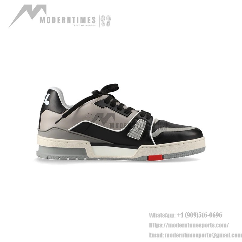 Louis Vuitton LV トレーナー スニーカー ロー 1A54H5 Louis Vuitton LV トレーナー スニーカー ロー 1A54H5 - 高級ブラックグレーレザースニーカー