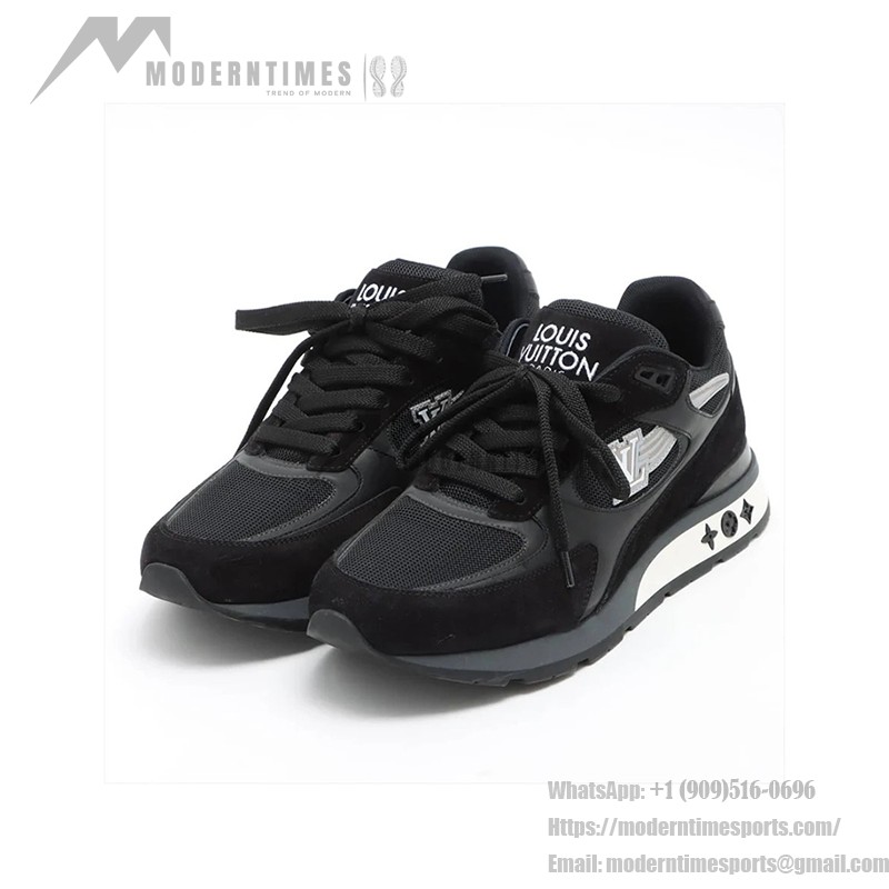 Louis Vuitton ランアウェイ スニーカー ブラック 1A8MCK Louis Vuitton ランアウェイ スニーカー ブラック 1A8MCK - 高級スエードレザーランニングシューズ