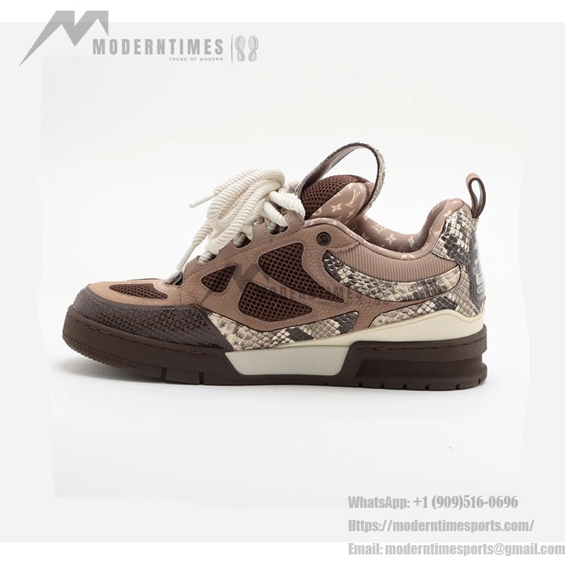 Louis Vuitton スケートスニーカー ブラウン スネークスキン - ラグジュアリー限定版 Louis Vuitton スケートスニーカー ブラウン スネークスキン 1ABMG5 - 高級デザイナースニーカー