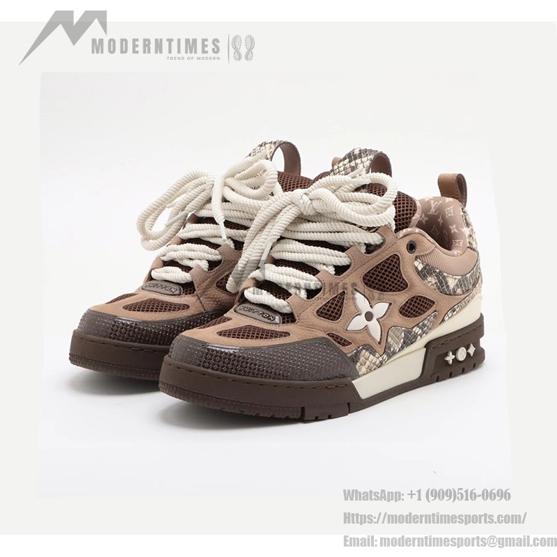 Louis Vuitton スケートスニーカー ブラウン スネークスキン - ラグジュアリー限定版 Louis Vuitton スケートスニーカー ブラウン スネークスキン 1ABMG5 - 高級デザイナースニーカー
