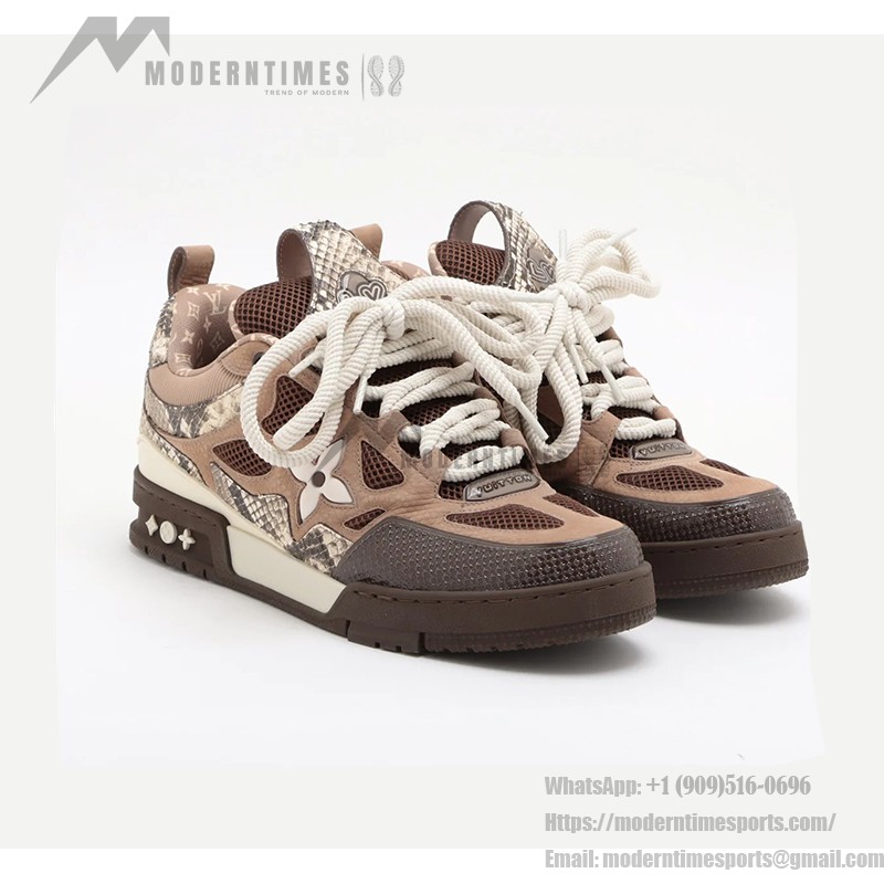 Louis Vuitton スケートスニーカー ブラウン スネークスキン - ラグジュアリー限定版 Louis Vuitton スケートスニーカー ブラウン スネークスキン 1ABMG5 - 高級デザイナースニーカー