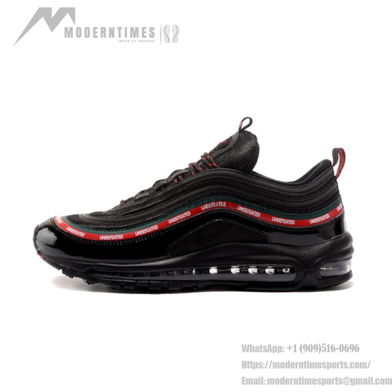 Nike Air Max 97 "Undefeated Black/Red" AJ1986-001 - Bold Black with Red and Green Accents Nike Air Max 97 Undefeated Black/Red AJ1986-001 with Iconic Red and Green Accents