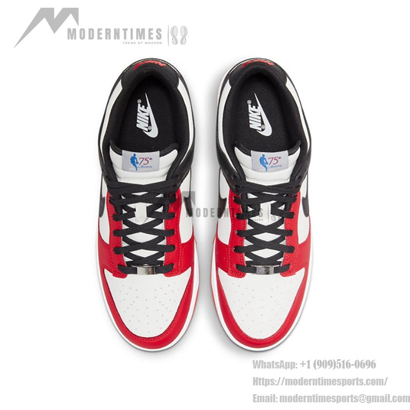 NBA x Nike Dunk Low EMB “Chicago” バスケットボールシューズ | プレミアム 赤黒レザー NBA x Nike Dunk Low EMB “Chicago” バスケットボールシューズ - プレミアム 赤黒デザイン