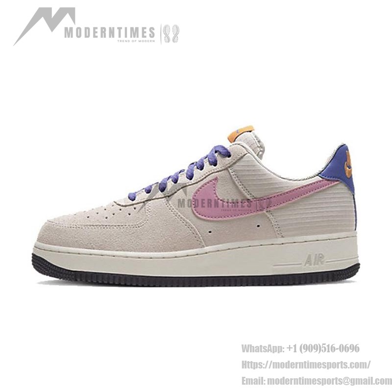 Nike Air Force 1 Low 'ACG Vibes' - カラーブロックアウトドアスニーカー Nike Air Force 1 Low 'ACG Vibes' CU3007-061 - ピンクスウッシュとパープルシューレース付きのベージュスエードスニーカー