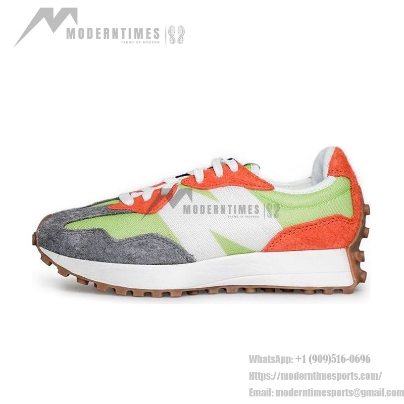 New Balance 327 MS327SFA フルオレッセントグリーン オレンジ グレー レトロランニングシューズ New Balance 327 MS327SFA フルオレッセントグリーン オレンジ グレー レトロランニングシューズ