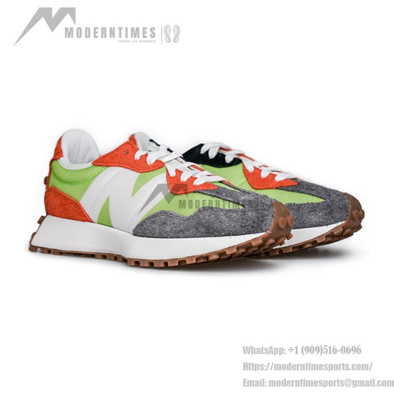 New Balance 327 MS327SFA フルオレッセントグリーン オレンジ グレー レトロランニングシューズ New Balance 327 MS327SFA フルオレッセントグリーン オレンジ グレー レトロランニングシューズ