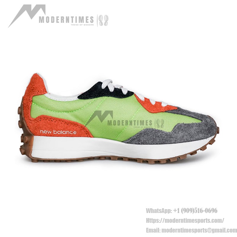 New Balance 327 MS327SFA フルオレッセントグリーン オレンジ グレー レトロランニングシューズ New Balance 327 MS327SFA フルオレッセントグリーン オレンジ グレー レトロランニングシューズ