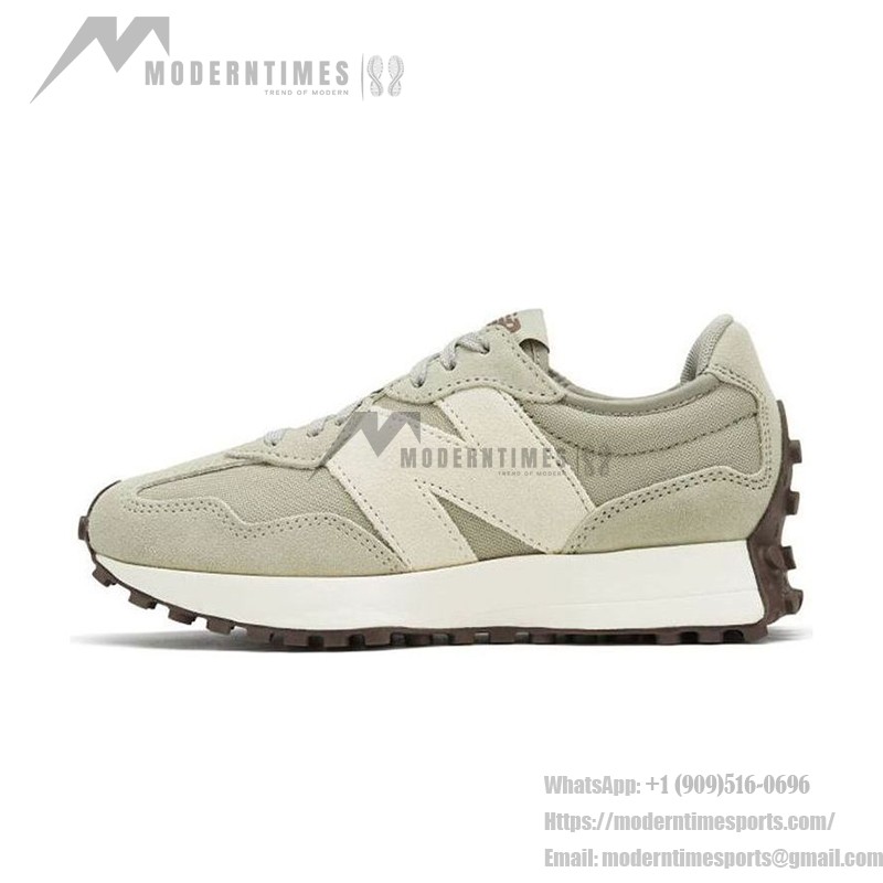 New Balance 327 MS327FC グレー オーク シーソルト レトロランニングシューズ New Balance 327 MS327FC グレー オーク シーソルト レトロランニングシューズ 横からのビュー