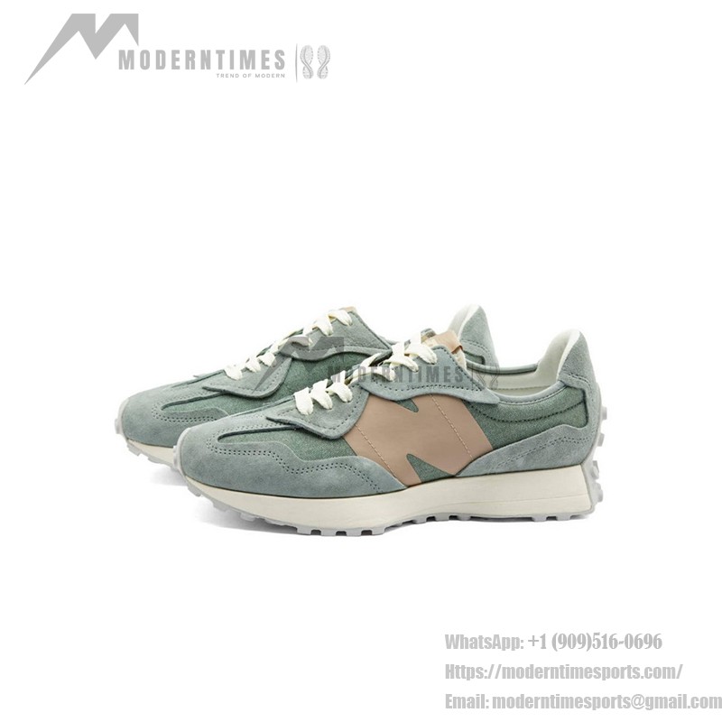 New Balance 327 MS327WPA ジュニパーグリーン ベージュ レトロランニングシューズ New Balance 327 MS327WPA ジュニパーグリーン ベージュ レトロランニングシューズ
