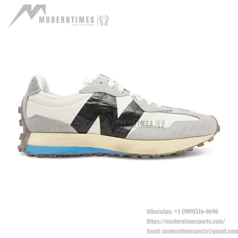 New Balance 327 MS327RG ホワイト グレー レトロランニングシューズ オレンジのアクセント付き New Balance 327 MS327RG ホワイト グレー レトロランニングシューズ