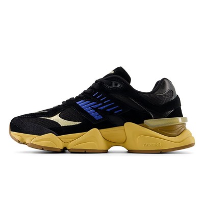 New Balance 9060 "Black Royal Gum" U9060RE レトロスニーカー – クラシックなブラック・ブルー・ゴールド, 高級スエード, 快適なクッション性, トレンド & 多用途