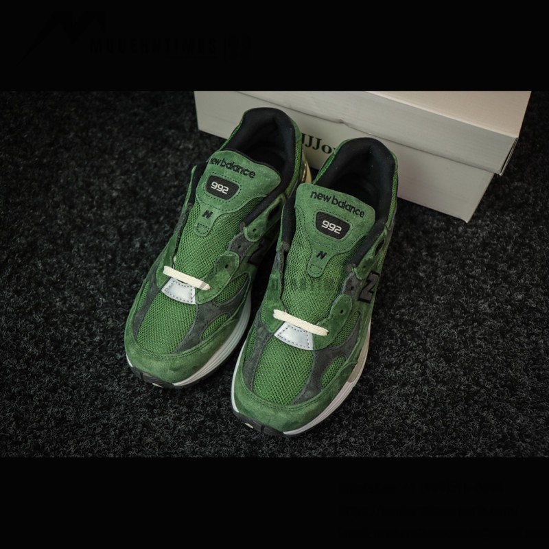 New Balance M992JJ x JJJJound Mossy Green – Exclusive Unisex Sneakers New Balance M992JJ x JJJJound Mossy Green Sneakers Front View – NB992 Collaboration