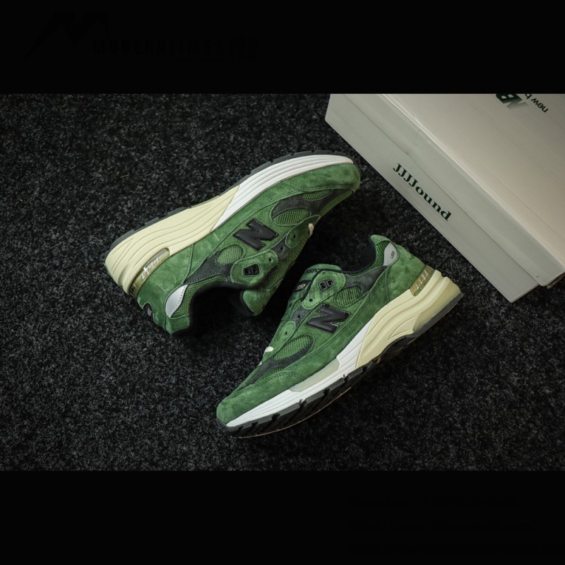 New Balance M992JJ x JJJJound Mossy Green – Exclusive Unisex Sneakers New Balance M992JJ x JJJJound Mossy Green Sneakers Front View – NB992 Collaboration