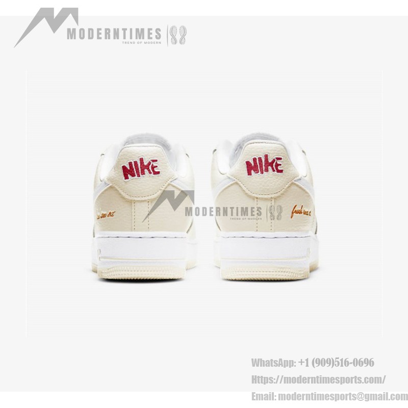 Nike Air Force 1 '07 LV8 "Popcorn" CW2919-100 Nike Air Force 1 '07 LV8 "Popcorn" CW2919-100 - 赤いアクセントが映えるクリームレザースニーカー
